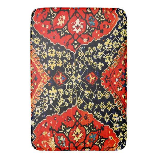 Orientteppich in blau-orangefarbener Badematte (Vorderseite Vertikal)