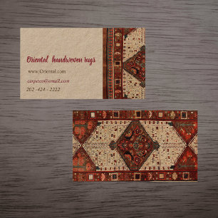 Orientteppichdesign in Rot und Creme Visitenkarte