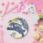 Orierntal Blue White Yellow Rabbit Chinoiserie Pappteller (Party)