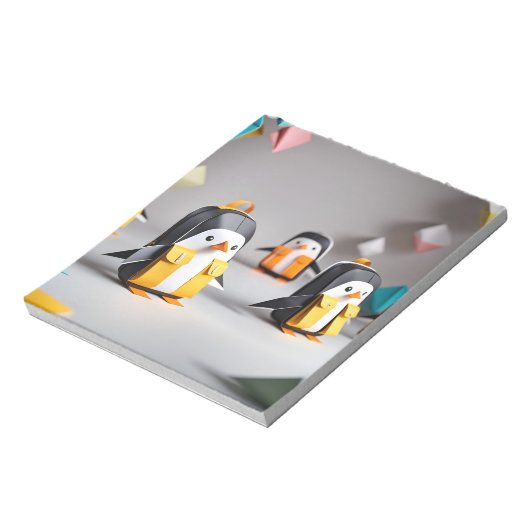 Origami Art - Adorable Baby Pinguine im Rucksack Notizblock (Rotiert)