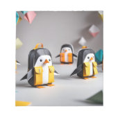 Origami Art - Adorable Baby Pinguine im Rucksack Notizblock (Vorderseite)
