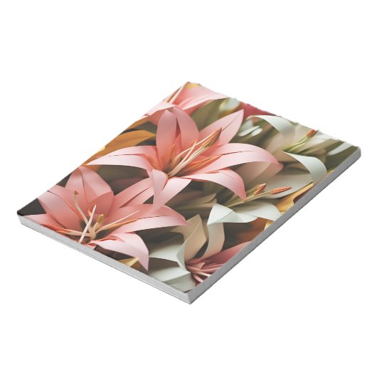 Origami Art-Blooms of Elegance: Symphony of Lilies Notizblock (Rotiert)