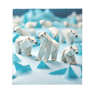 Origami Art Icy Innocence: Playful Baby Polar Bear Notizblock