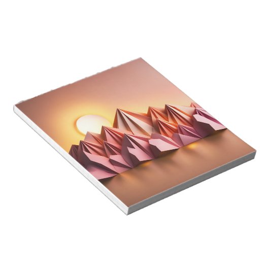 Origami Art - Majestic Mountains Bathed in Sunset Notizblock (angewinkelt)