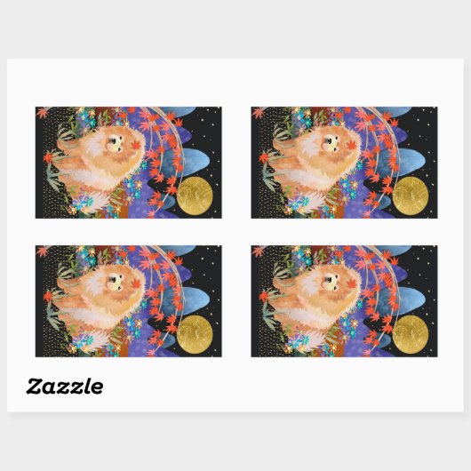 ORIGAMI AUTUMN Chow Rechteck Aufkleber (Blatt)