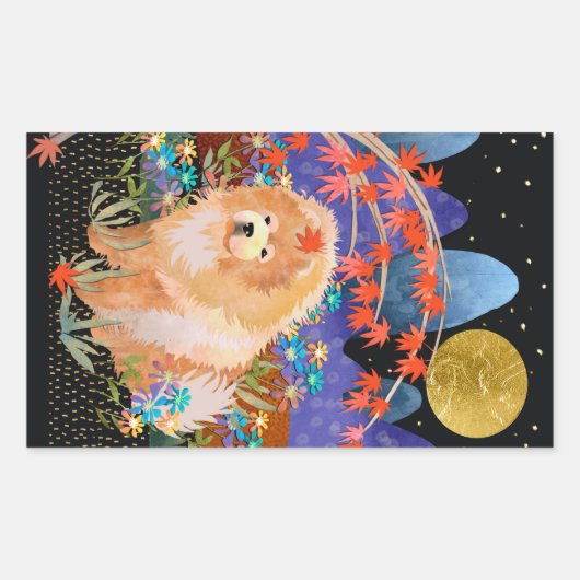 ORIGAMI AUTUMN Chow Rechteck Aufkleber (Vorderseite)