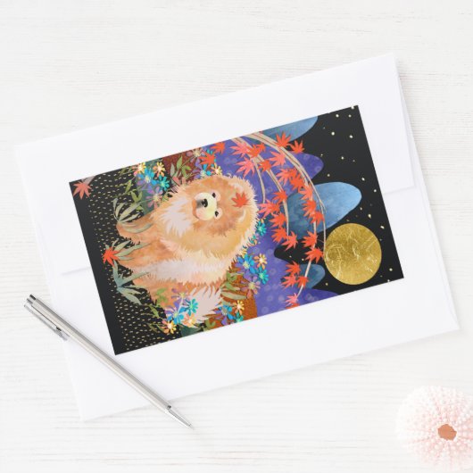 ORIGAMI AUTUMN Chow Rechteck Aufkleber (Umschlag)