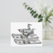 Origami Bird aus 100-Dollar-Rechnung Postkarte (Stehend Vorderseite)