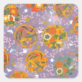 Origami Birds Quadratischer Aufkleber