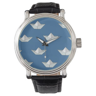 Origami Boote auf dem Wasser-Muster Armbanduhr