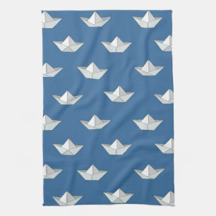 Origami-Boote Auf Dem Wasser Muster Geschirrtuch