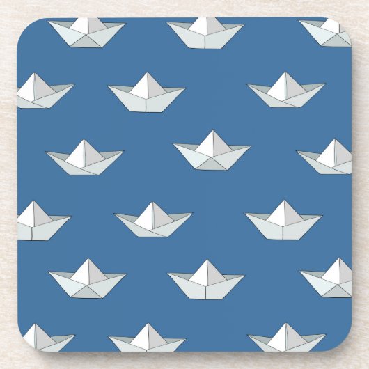 Origami Boote auf dem Wasser-Muster Getränkeuntersetzer (Vorderseite)