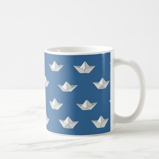 Origami-Boote Auf Dem Wasser Muster Kaffeetasse (Rechts)