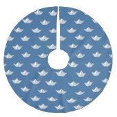 Origami Boote auf dem Wasser-Muster Polyester Weihnachtsbaumdecke (Vorderseite)