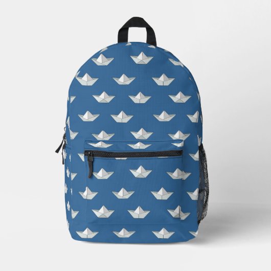Origami-Boote im Wassermuster Bedruckter Rucksack (Vorderseite)