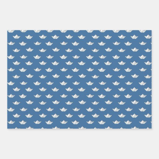 Origami-Boote im Wassermuster Geschenkpapier Set (Vorderseite 3)