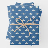 Origami-Boote im Wassermuster Geschenkpapier Set (Beispiel)