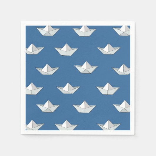 Origami-Boote im Wassermuster Serviette (Vorderseite)