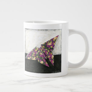 Origami Butterfly auf Blumenpapier Jumbo-Tasse