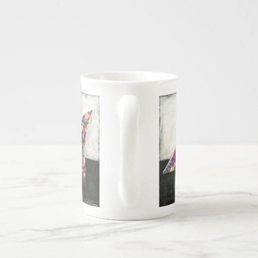 Origami Butterfly auf Blumenpapier Porzellantasse (Rückseite)