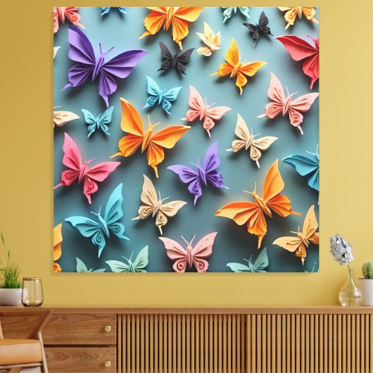Origami Butterfly Pattern Leinwanddruck (Insitu (Wohnzimmer))