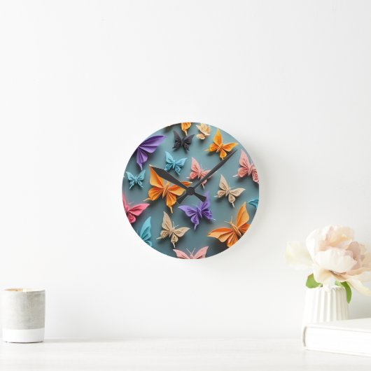 Origami Butterfly Pattern Runde Wanduhr (Zuhause)