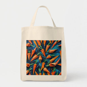 Origami Carrots Acrylic Orange Blue Pattern Tragetasche