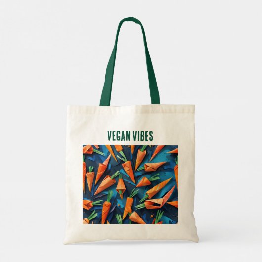 Origami Carrots Pattern - Vegane Vibes Tragetasche (Rückseite)