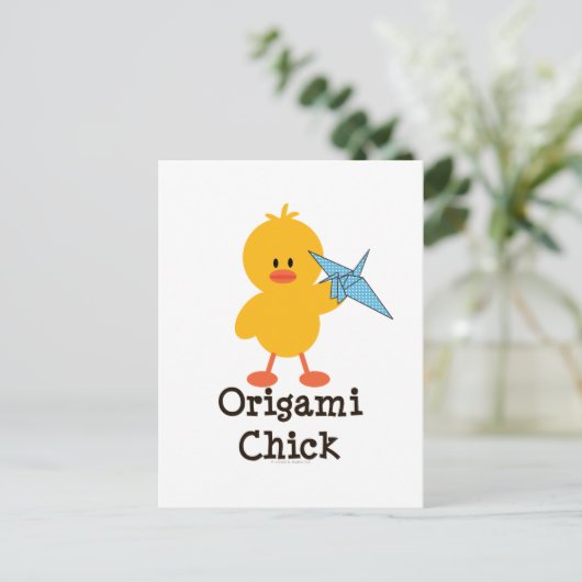 Origami Chick Postcard Postkarte (Stehend Vorderseite)