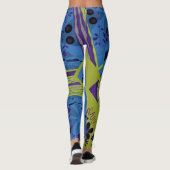 Origami Chintz (L) Blue Indigo Olive Black Leggings (Rückseite)