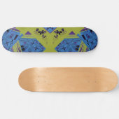 Origami Chintz (L) Blue Indigo Olive Black Skateboard (Horizontal)
