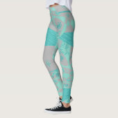 Origami Chintz (L) Dusty Blue Gray Leggings (Links)