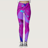Origami Chintz (L) Fuchsia Turquoise Blue Magenta Leggings (Vorderseite)