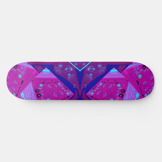 Origami Chintz (L) Fuchsia Turquoise Blue Magenta Skateboard (Horizontal)