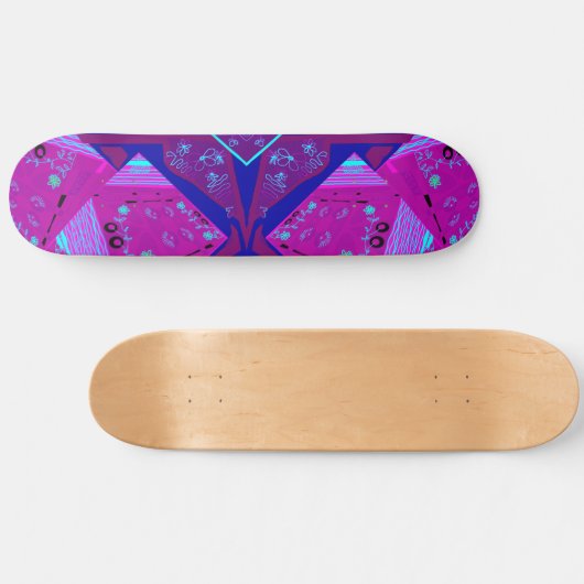 Origami Chintz (L) Fuchsia Turquoise Blue Magenta Skateboard (Horizontal)