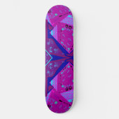 Origami Chintz (L) Fuchsia Turquoise Blue Magenta Skateboard (Vorderseite)