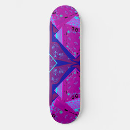 Origami Chintz (L) Fuchsia Turquoise Blue Magenta Skateboard