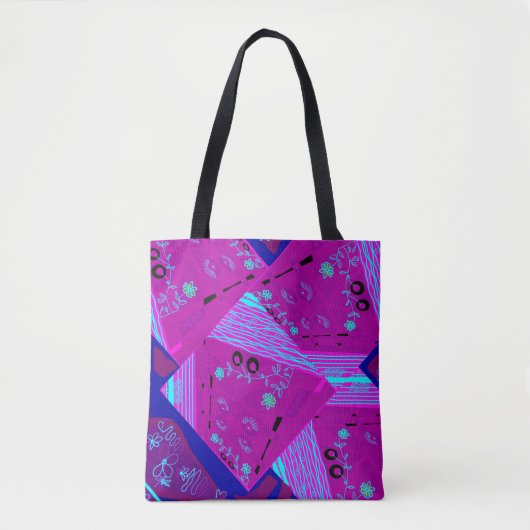 Origami Chintz (L) Fuchsia Turquoise Blue Magenta Tasche (Vorderseite)