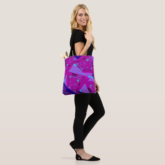 Origami Chintz (L) Fuchsia Turquoise Blue Magenta Tasche (Am Model)