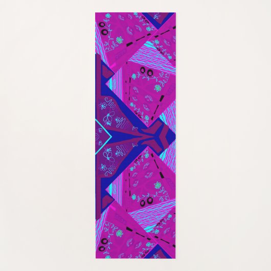 Origami Chintz (L) Fuchsia Turquoise Blue Magenta Yogamatte (Vorderseite)