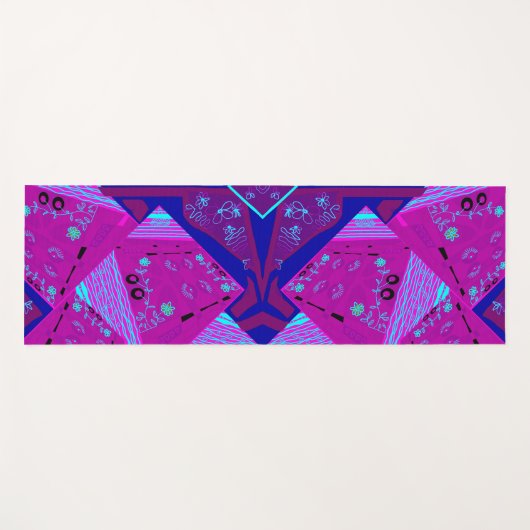 Origami Chintz (L) Fuchsia Turquoise Blue Magenta Yogamatte (Vorderseite (Horizontal))