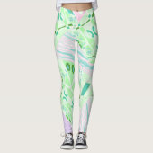 Origami Chintz (L) Green Aquamarin Pink Lilac Leggings (Vorderseite)