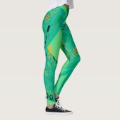 Origami Chintz (L) Jade Orange Green Leggings (Rechts)