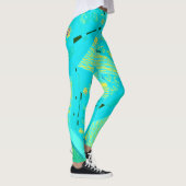 Origami Chintz (L) Türkis-Gelb Aquamarin Leggings (Rechts)