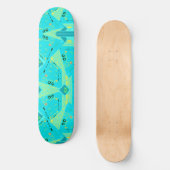Origami Chintz (L) Türkis-Gelb Aquamarin Skateboard (Vorderseite)