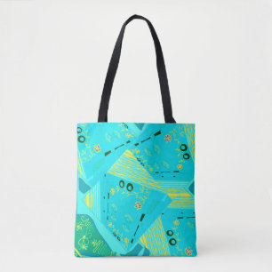 Origami Chintz (L) Türkis-Gelb Aquamarin Tasche
