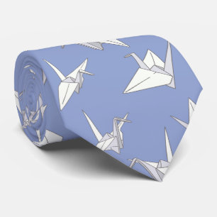 Origami Crane Bird Blau und Weiß Japanisch Krawatte