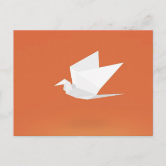 Origami Crane Bird Orange Color Graphic Design Postkarte