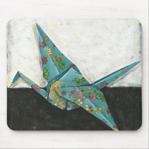 Origami Crane mit Blumenbezeichnungen Mousepad
