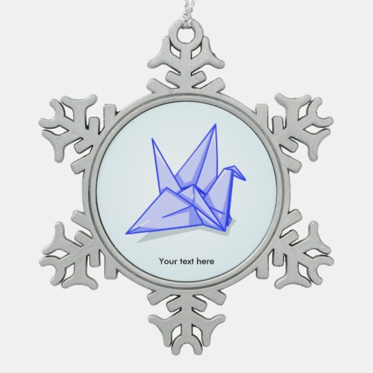 Origami Crane Paper Craft Schneeflocken Zinn-Ornament (Vorderseite)